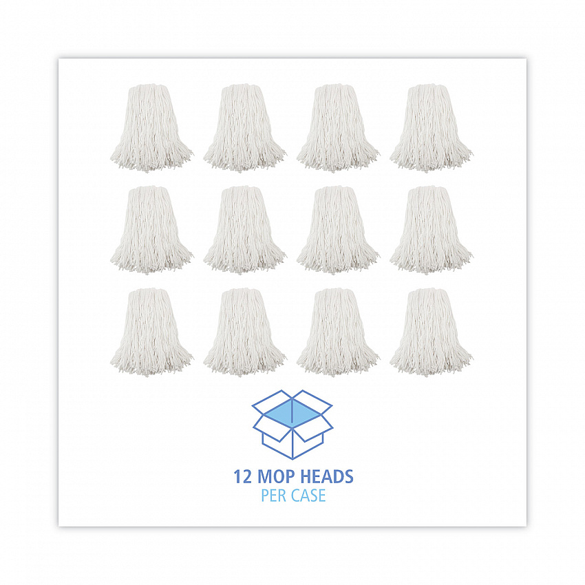 Premium Cut-End Wet Mop Heads, Rayon, 16 oz, White, 12/Carton (216RCT)