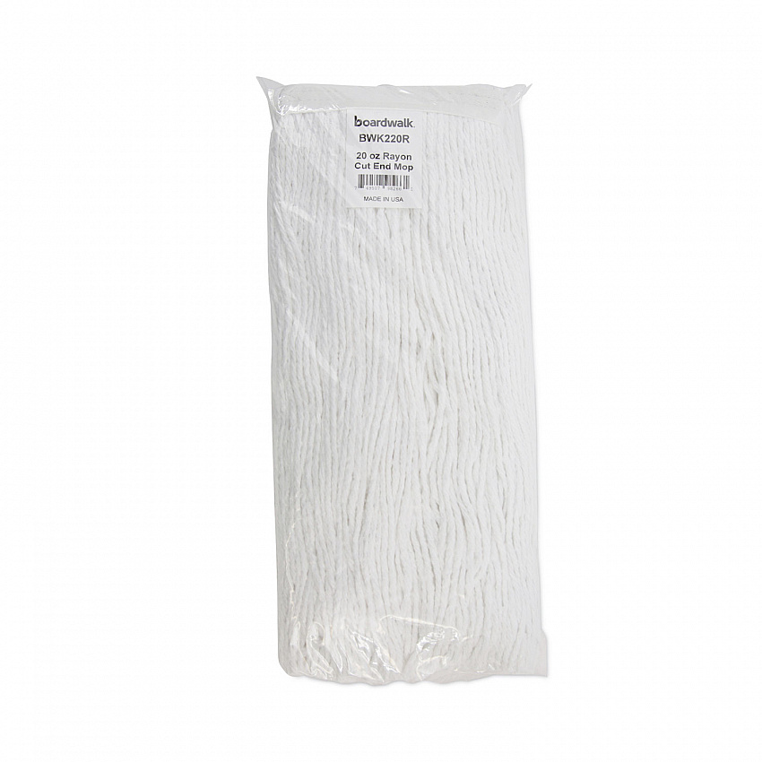 Premium Cut-End Wet Mop Heads, Rayon, 20 oz, White, 12/Carton (220RCT)