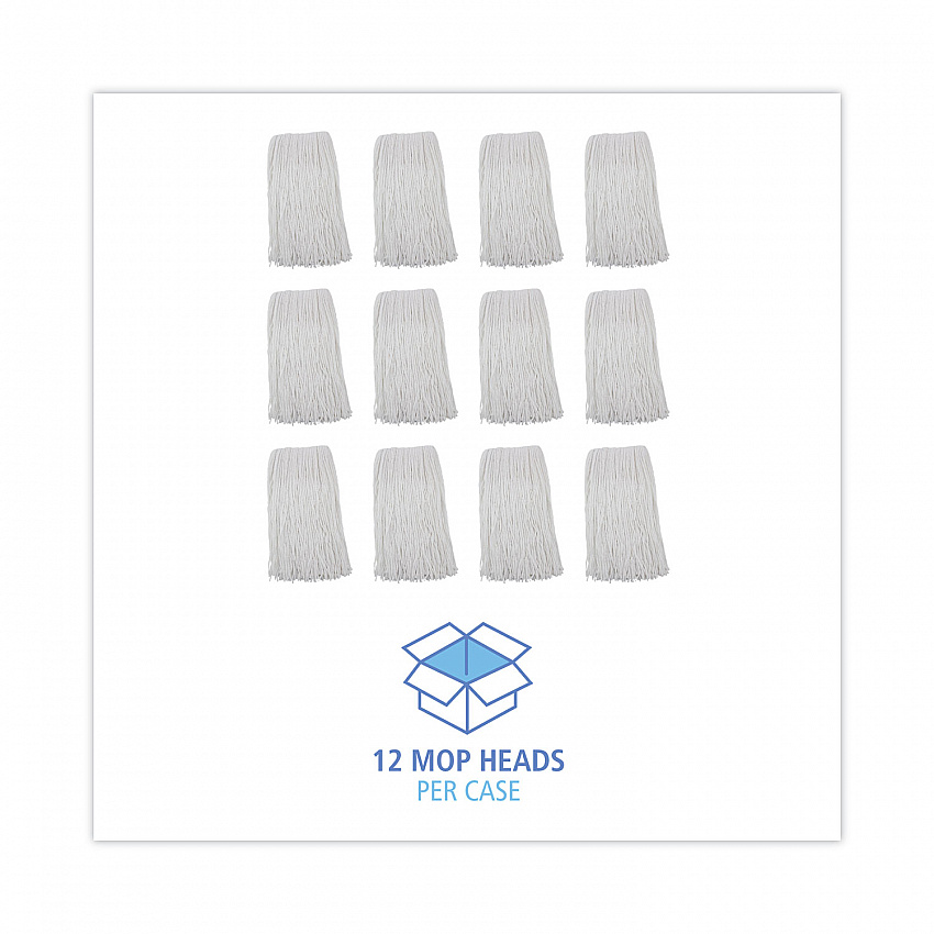 Premium Cut-End Wet Mop Heads, Rayon, 20 oz, White, 12/Carton (220RCT)
