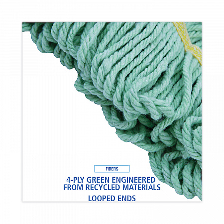 EcoMop Looped-End Mop Head, Recycled Fibers, Large Size, Green, 12/Carton (1200LCT)