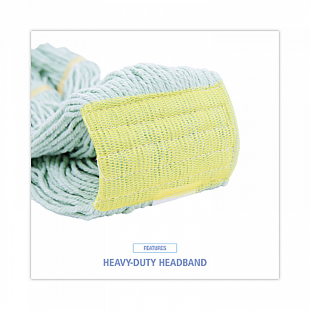 EcoMop Looped-End Mop Head, Recycled Fibers, Large Size, Green, 12/Carton (1200LCT)