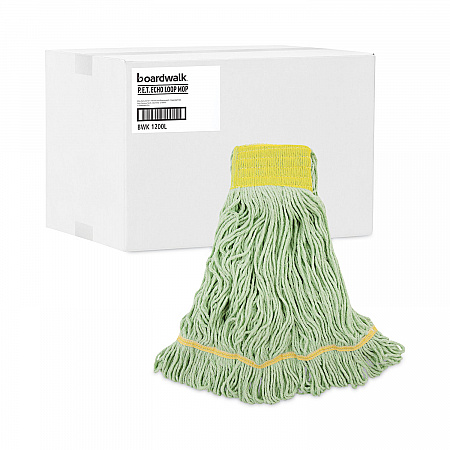 EcoMop Looped-End Mop Head, Recycled Fibers, Large Size, Green, 12/Carton (1200LCT)