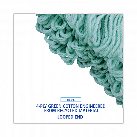 EcoMop Looped-End Mop Head, Recycled Fibers, Medium Size, Green, 12/Carton (1200MCT)