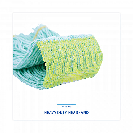 EcoMop Looped-End Mop Head, Recycled Fibers, Medium Size, Green, 12/Carton (1200MCT)