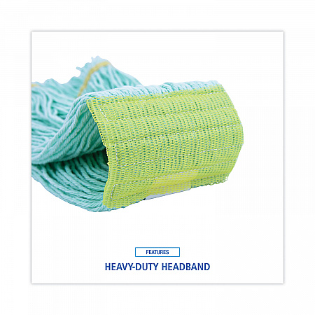 EcoMop Looped-End Mop Head, Recycled Fibers, Medium Size, Green (1200MEA)