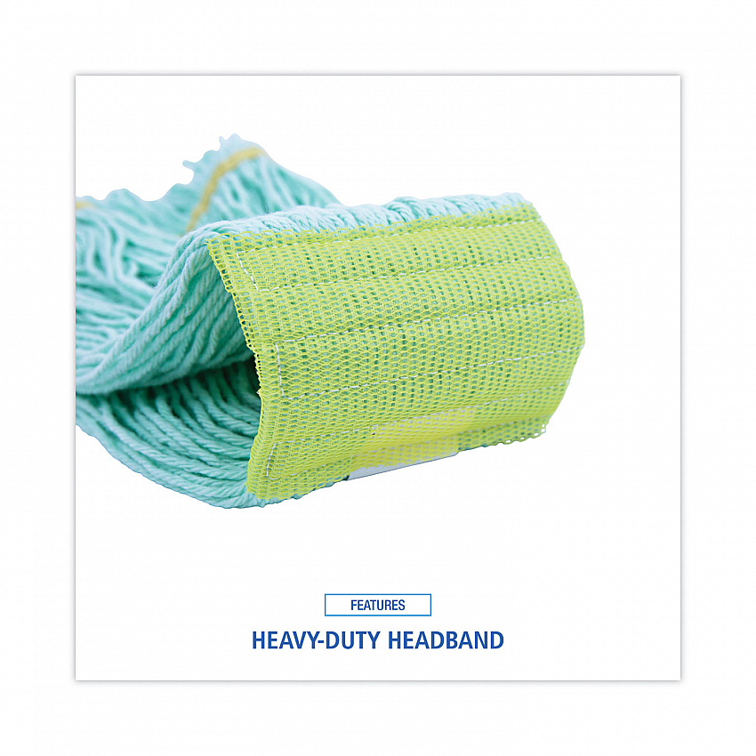 EcoMop Looped-End Mop Head, Recycled Fibers, Medium Size, Green (1200MEA)