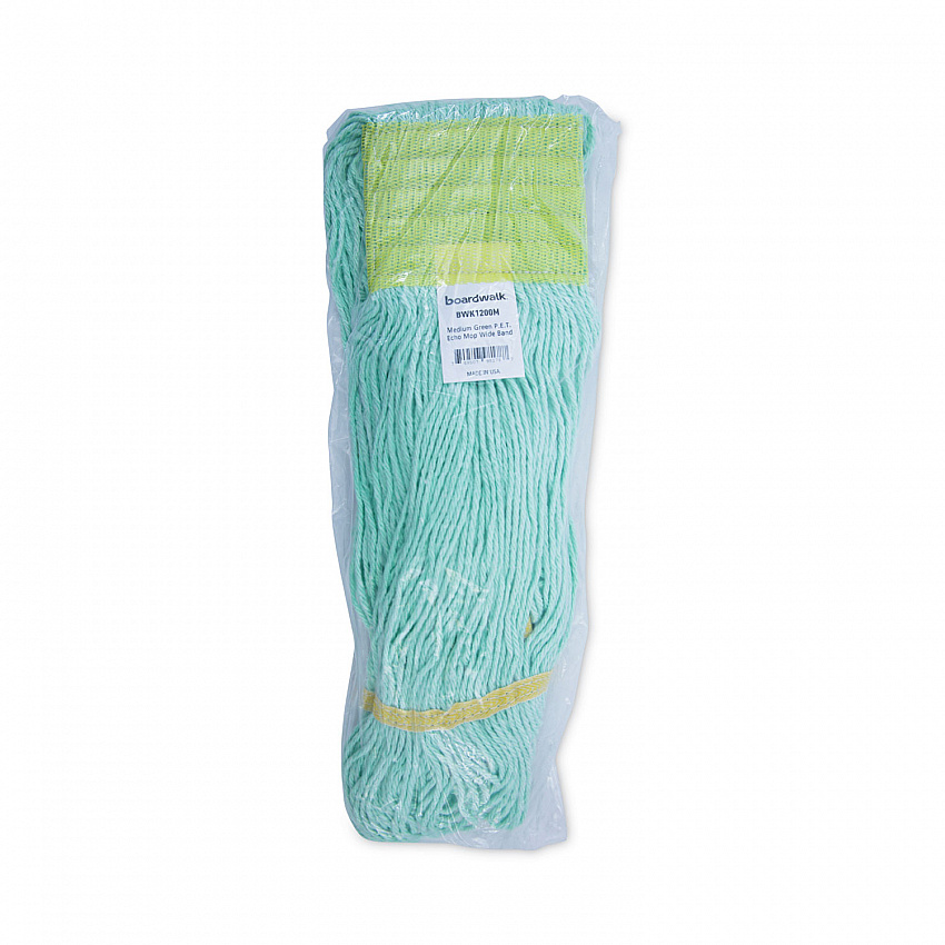 EcoMop Looped-End Mop Head, Recycled Fibers, Medium Size, Green (1200MEA)