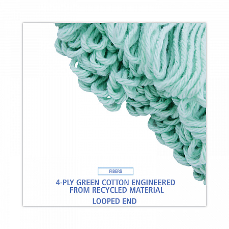 EcoMop Looped-End Mop Head, Recycled Fibers, Extra Large Size, Green (1200XL)