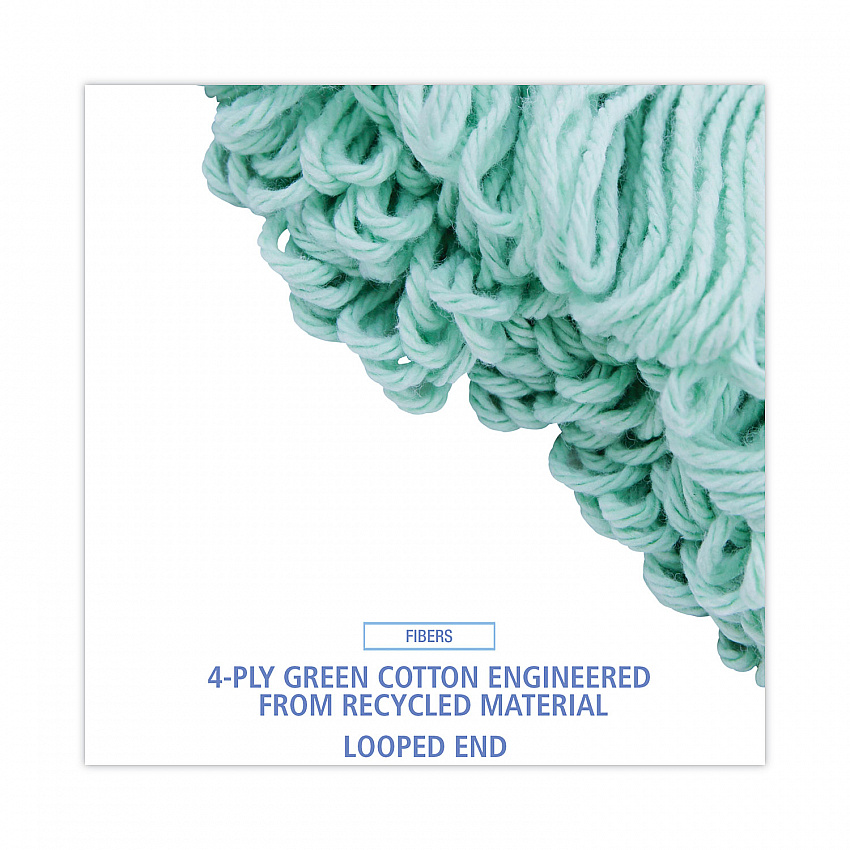 EcoMop Looped-End Mop Head, Recycled Fibers, Extra Large Size, Green (1200XL)