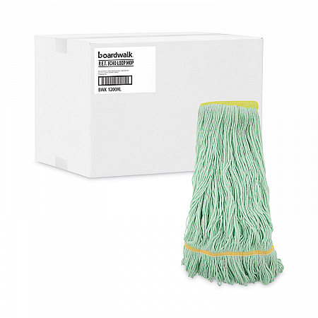EcoMop Looped-End Mop Head, Recycled Fibers, Extra Large Size, Green, 12/Carton (1200XLCT)