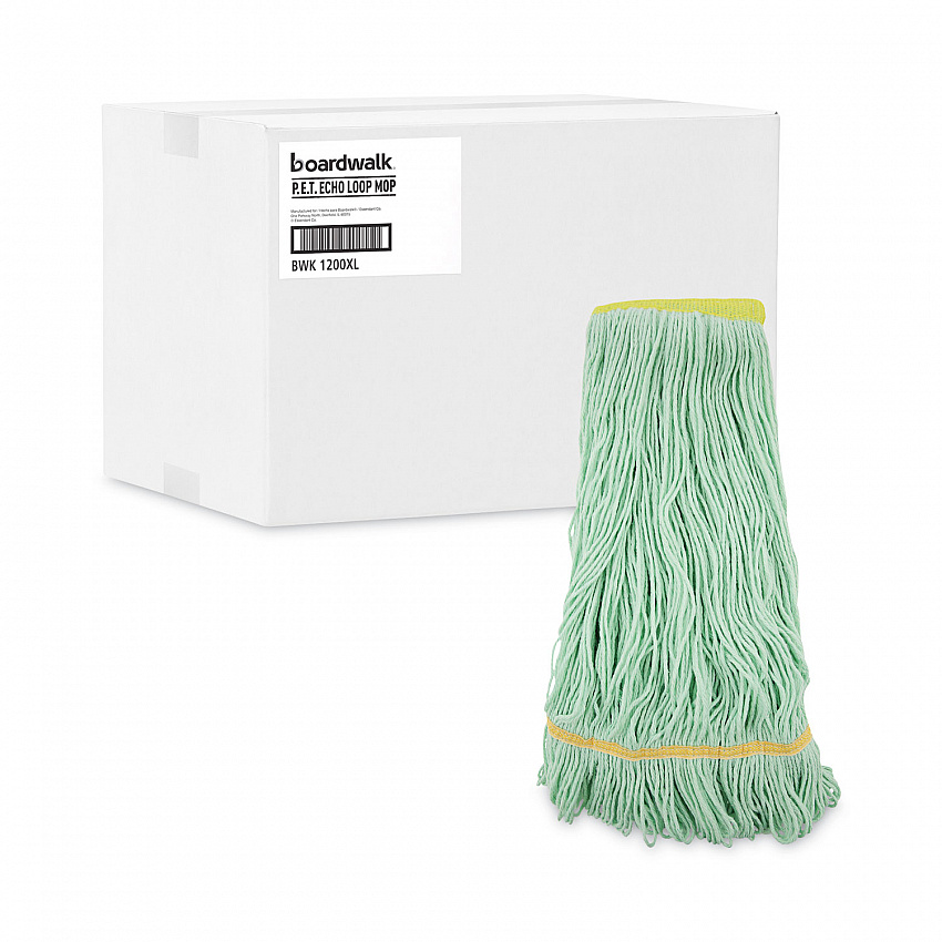 EcoMop Looped-End Mop Head, Recycled Fibers, Extra Large Size, Green, 12/Carton (1200XLCT)