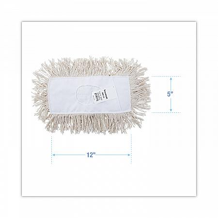 Industrial Dust Mop Head, Cotton, 12 x 5, White (1312)