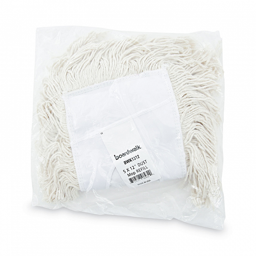 Industrial Dust Mop Head, Cotton, 12 x 5, White (1312)