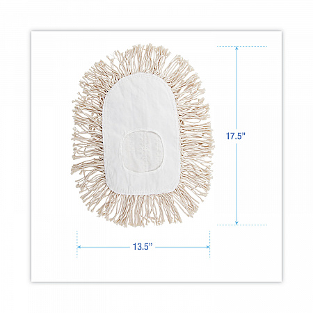 Wedge Dust Mop Head, Cotton, 17.5 x 13.5, White (1491)