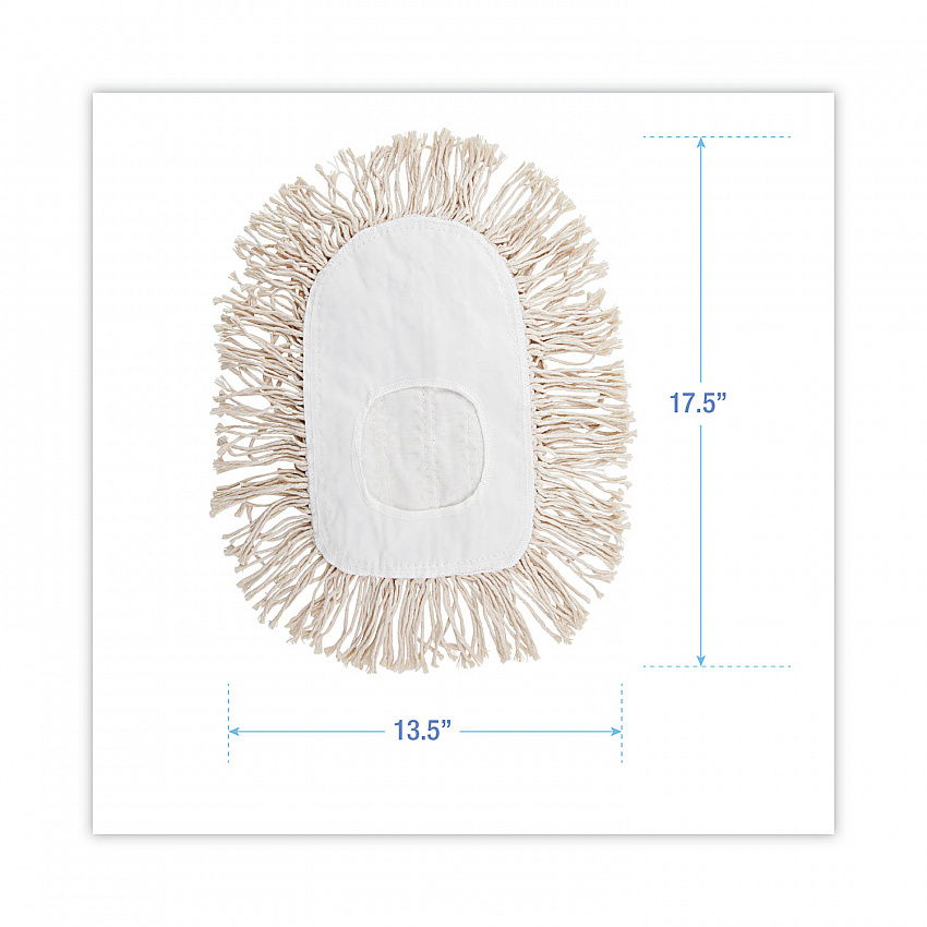 Wedge Dust Mop Head, Cotton, 17.5 x 13.5, White (1491)