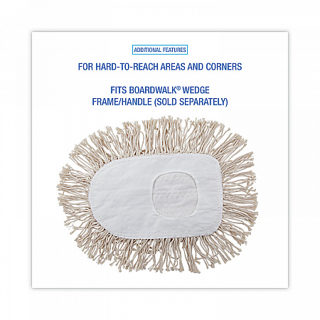 Wedge Dust Mop Head, Cotton, 17.5 x 13.5, White (1491)