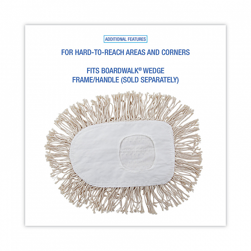 Wedge Dust Mop Head, Cotton, 17.5 x 13.5, White (1491)