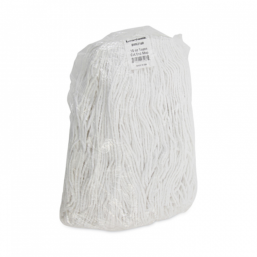 Mop Head, Value Standard Head, Rayon Fiber, Cut-End, #16, White, 12/Carton (2016R)