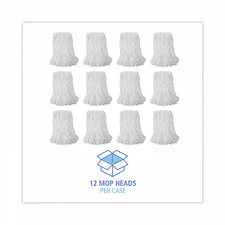 Mop Head, Value Standard Head, Rayon Fiber, Cut-End, #16, White, 12/Carton (2016R)