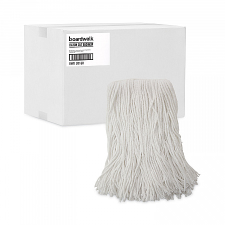 Mop Head, Value Standard Head, Rayon Fiber, Cut-End, #16, White, 12/Carton (2016R)