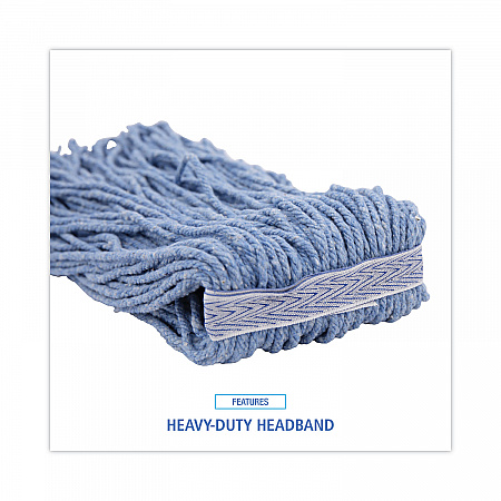Mop Head, Standard Head, Cotton/Synthetic Fiber, Cut-End, #24, Blue, 12/Carton (2024B)
