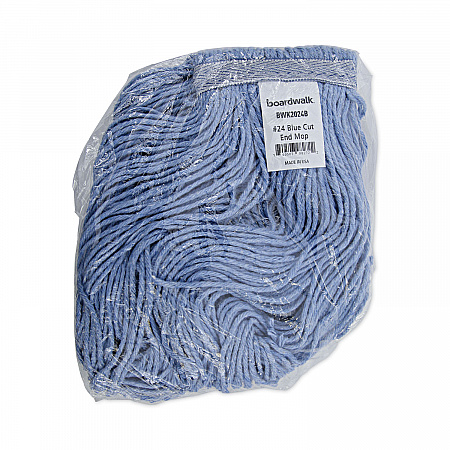 Mop Head, Standard Head, Cotton/Synthetic Fiber, Cut-End, #24, Blue, 12/Carton (2024B)