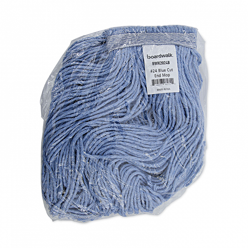 Mop Head, Standard Head, Cotton/Synthetic Fiber, Cut-End, #24, Blue, 12/Carton (2024B)