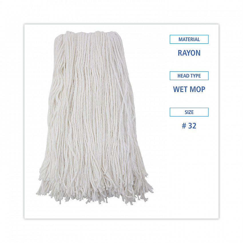 Cut-End Wet Mop Head, Rayon, #32, White, 12/Carton (2032RCT)