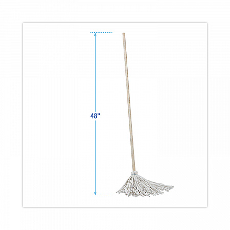 Handle/Deck Mops, #12 White Cotton Head, 48