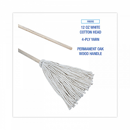 Handle/Deck Mops, #12 White Cotton Head, 48