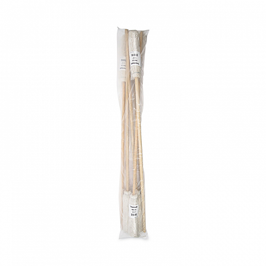 Handle/Deck Mops, #12 White Cotton Head, 48" Natural Wood Handle, 6/Pack (112C)