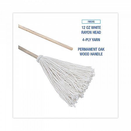 Handle/Deck Mops, #12 White Rayon Head, 48