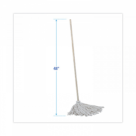 Handle/Deck Mops, #16 White Cotton Head, 48