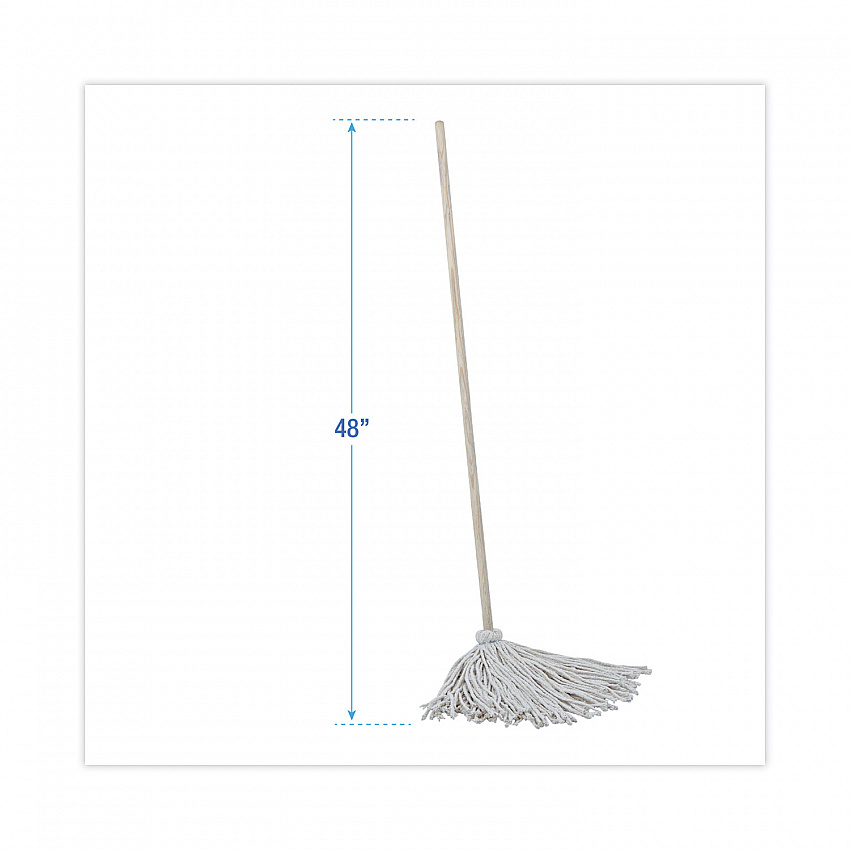 Handle/Deck Mops, #16 White Cotton Head, 48" Natural Wood Handle (116C)