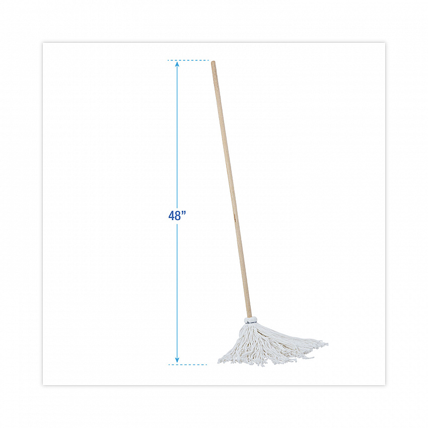 Handle/Deck Mops, #16 White Rayon Head, 48" Natural Wood Handle (116R)
