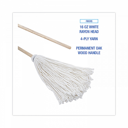 Handle/Deck Mops, #16 White Rayon Head, 48