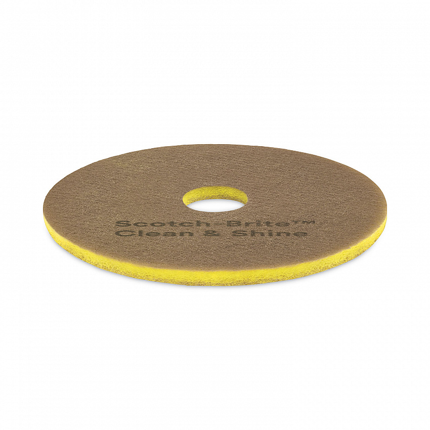 Clean and Shine Pad, 15" Diameter, Brown, 5/Carton (09540)