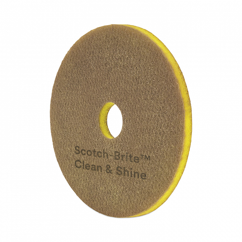 Clean and Shine Pad, 15" Diameter, Brown, 5/Carton (09540)