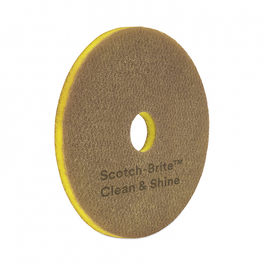 Clean and Shine Pad, 15" Diameter, Brown, 5/Carton (09540)