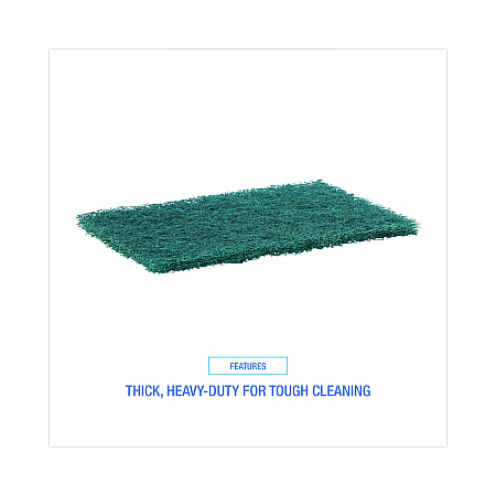 Heavy-Duty Scouring Pad, 6 x 9, Green, 15/Carton (186)