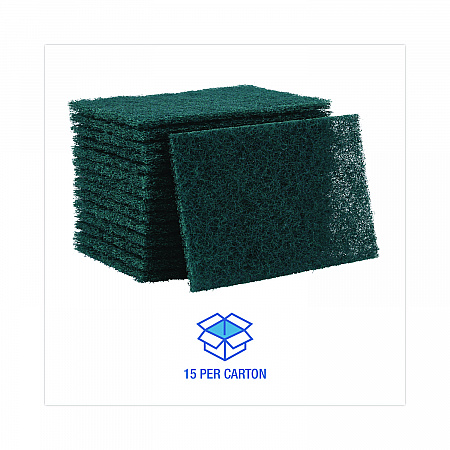 Heavy-Duty Scouring Pad, 6 x 9, Green, 15/Carton (186)