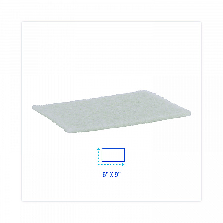 Light-Duty Scouring Pad, 6 x 9, White, 20/Carton (198)