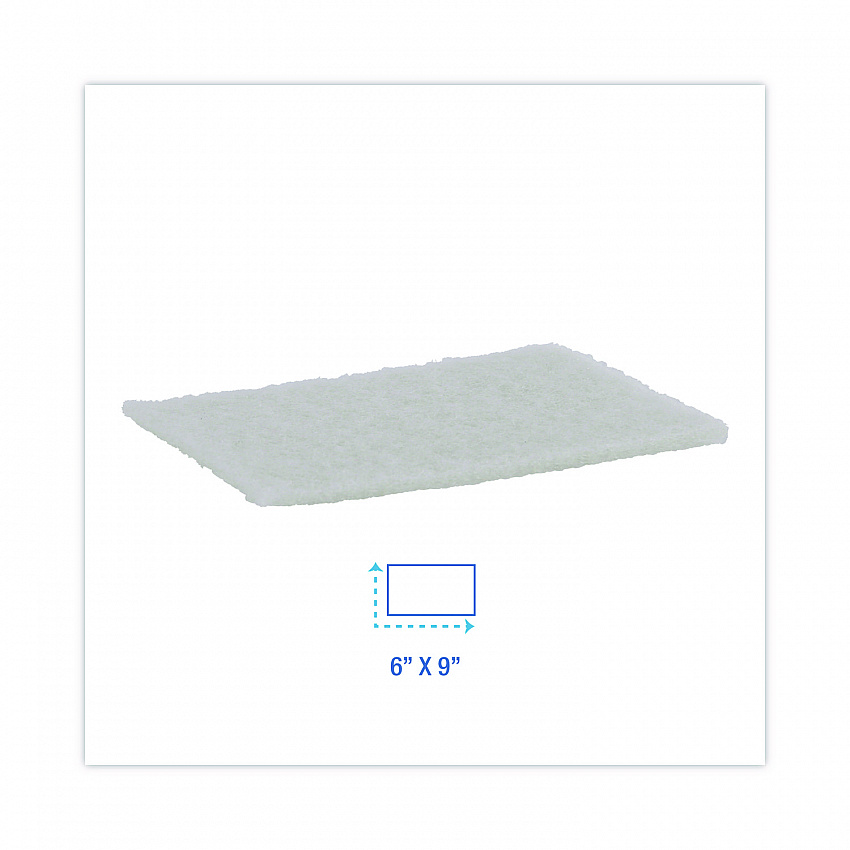 Light-Duty Scouring Pad, 6 x 9, White, 20/Carton (198)