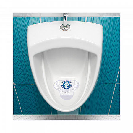 Urinal Screen with Non-Para Deodorizer Block, Green Apple Scent, Blue/White, 3.25 oz, 12/Box (NUS)