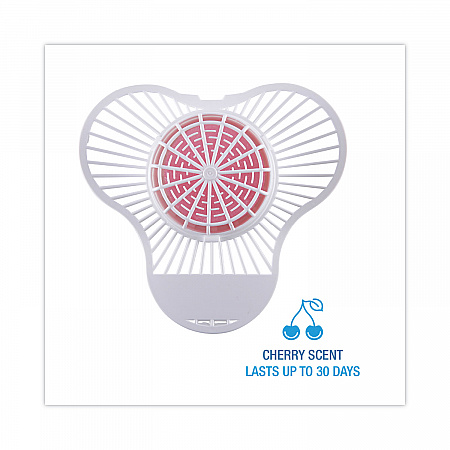Urinal Screen with Para Deodorizer Block, Cherry Scent, Red/White, 3 oz, 12/Box (PBS)