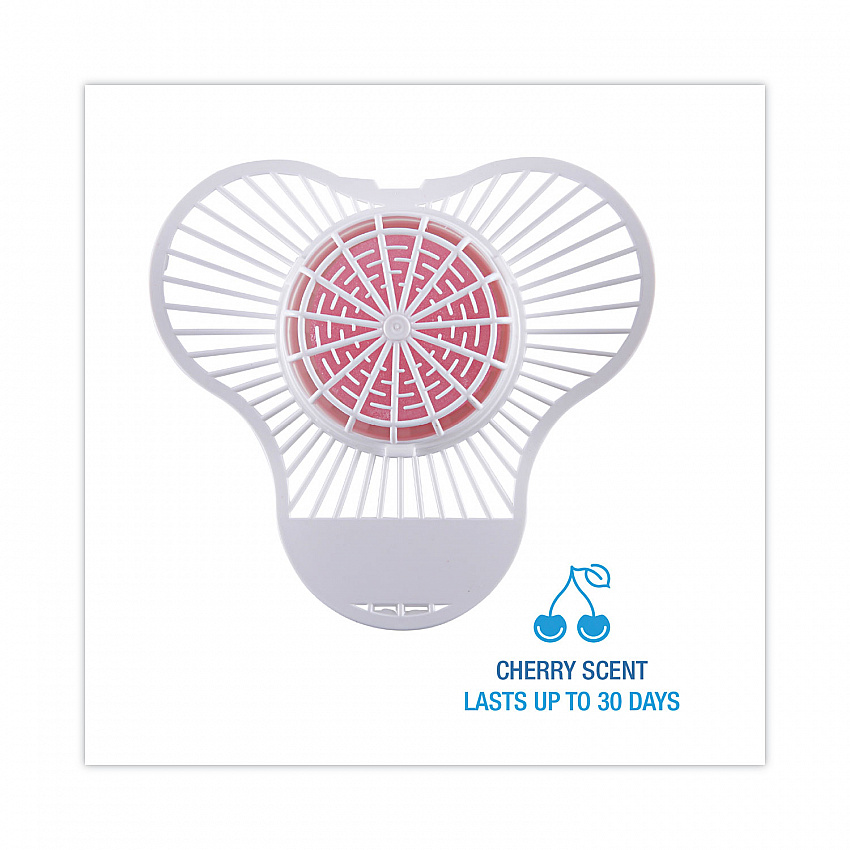 Urinal Screen with Para Deodorizer Block, Cherry Scent, Red/White, 3 oz, 12/Box (PBS)