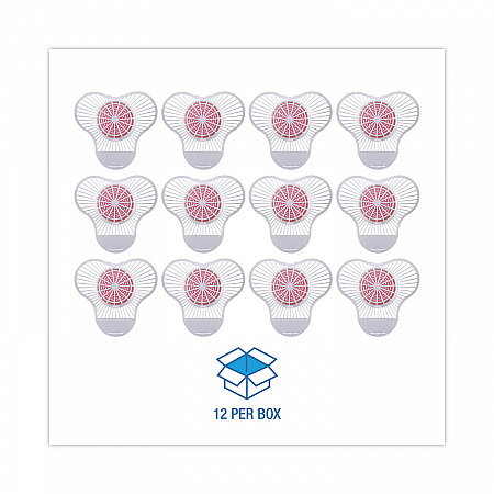 Urinal Screen with Para Deodorizer Block, Cherry Scent, Red/White, 3 oz, 12/Box (PBS)