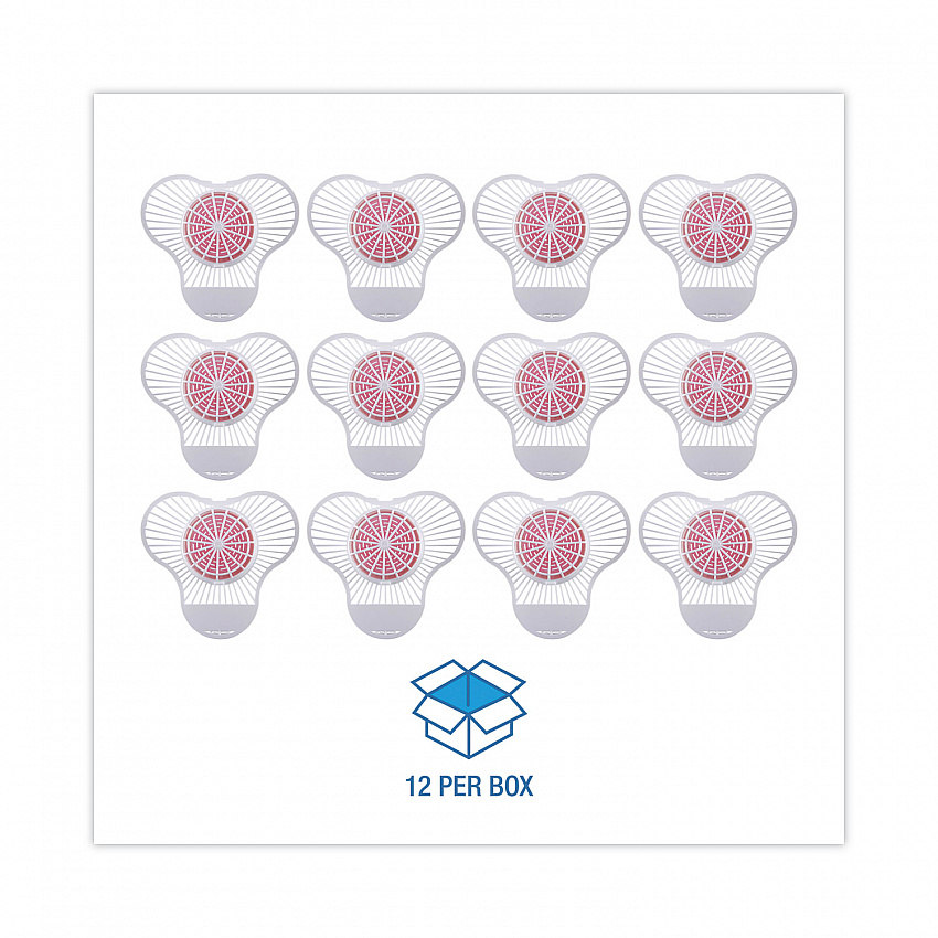 Urinal Screen with Para Deodorizer Block, Cherry Scent, Red/White, 3 oz, 12/Box (PBS)