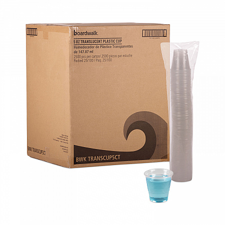 Translucent Plastic Cold Cups, 5 oz, 100/Sleeve, 25 Sleeves/Carton (TRANSCUP5CT)