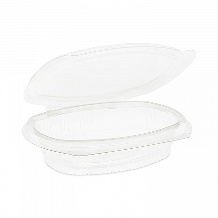 EarthChoice Recycled PET Hinged Container, 8 oz, 4.92 x 5.87 x 1.32, Clear, Plastic, 200/Carton (0CA910080000)